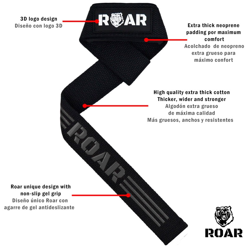 Roar® Professional Lifting Straps Strength Training, Lifting Straps for Bodybuilding