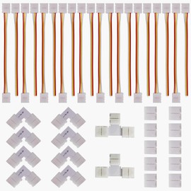 GTIWUNG Pack of 40 3-Pin LED Strip Connector Kit, Strip to Strip Wire Connector, LED Corner Connector, Gapless for 10 mm 5050 WS2812 WS2811 LED Strip Light