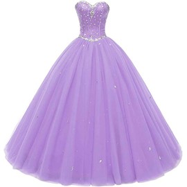 Likedpage Women's Sweetheart Ball Gown Tulle Quinceanera Dresses Prom Dress (US10, Lavender) … …