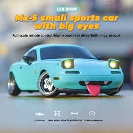 Moonzeamus LD1804 RC Drift Car 1:18 Scale Mini MX-5 RWD 2.4GHz Miata RC Vehicles with Gyro and LED Lights for Adults Hobby Toys (Blue)