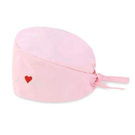 AOEVUIR 1 x Surgical Hat for Women Men Cotton with Adjustable Headband Surgical Headband Nurse Bandana Embroidery Heart Pink, pink
