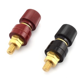 SDTC Tech 2-Pack Copper Battery Terminal Studs 1/4" M6 Remote Battery Power Junction Post Connectors Kit (Red & Black)