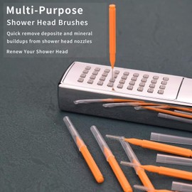 15pcs Orange Shower Head Cleaner Picks, 0.12inch Small Gaps Hole Anti Clogging Showerhead Cleaner Tool Shower Nozzle Cleaning Brush Nozzle for Household Bathroom Crevices Interdental Brushes