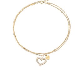 925 Sterling Silver Heart CZ Anklets Bracelet for Women 14K Gold Plated Created Layered Anklet Bracelet Dainty Beads Heart Anklets for Mother Adjustable Ankle Chain Birthday Beach Wedding Jewelry (Gold)