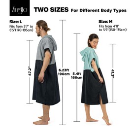 Zingtto Surf Poncho, Extra Large, Thick Towel Poncho for Men and Women with Hood Pocket for Swimming on the Beach, 47 x 37 inches, Black Grey