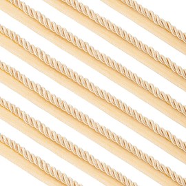 BENECREAT 11 Yards/10m Twisted Lip Cord Trim 15mm Upholstery Trim Cord Rope Ribbon Light Khaki Braid Ribbon for Home Decoration, DIY Handmade Crafts