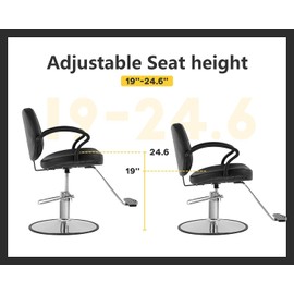 Barber Chair Styling Salon Chair Heavy Duty Hydraulic Pump Beauty Shampoo Barbering Chair Salon Equipment Hairdresser Chair Swivel Styling Chairs for Hair Stylist, Black