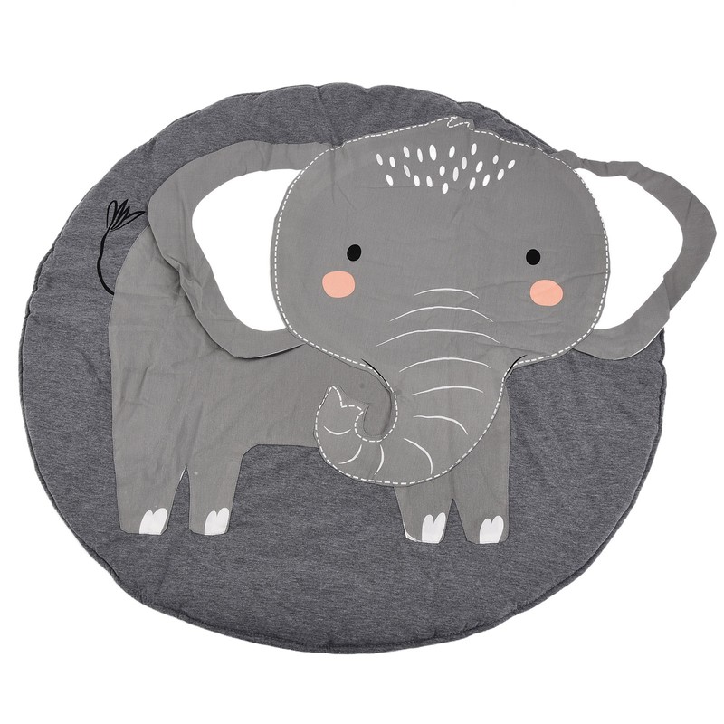 Baby Play Mat Round Cartoon Elephant Pattern Soft Cotton Decoration