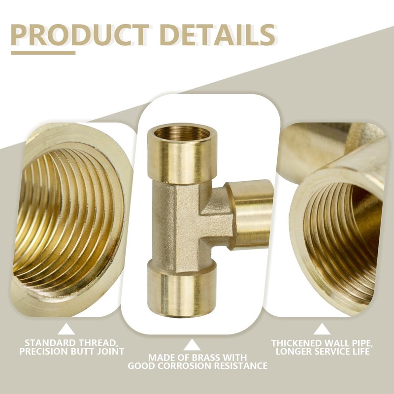 Bwintech 2 Pcs 1/4" Female BSP Thread Brass 3 Way