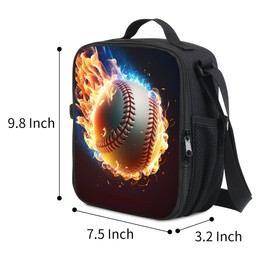 Baseball Lunch Box for Boys Girls Insulated Lunch Bag for Kids with Adjustable Shoulder Strap Portable Lunch Tote Bag for School Picnic Hiking