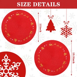 Tioncy 6 Pcs Plastic Christmas Placemats Round Snowflake Red Placemats 13.4 Inch Winter Reindeer Placemat Xmas Tree Table Mat Washable Place Mat for Holiday Kitchen Dining Table (Reindeer)