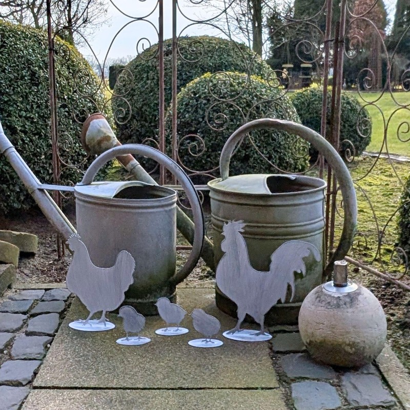 Storm's Gartenzaubereien Chicken Rooster Chickens Made of Metal – Shabby