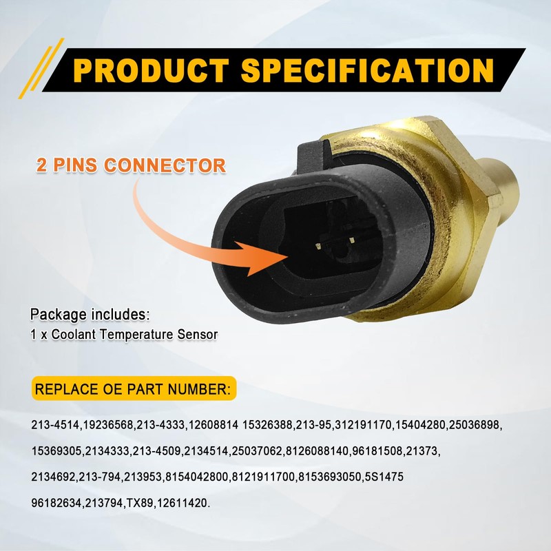 19236568 Engine Coolant Temperature Sensor Compatible with Chevy Avalanche Impala