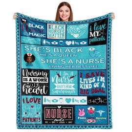 Nurse Gifts for Women, Black Girl Nurse Gifts, Nurse Graduation Gifts, Black Nurses Appreciation Gifts, African American Nurse Throw Blanket 60 L X50 W, Christmas Birthday Gifts for Black Nurse