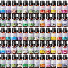 Nuanchu 52 Pcs Essential Oils Set 10ml Natural Essential Oils Aromatherapy Kit for Diffuser Humidifier Aromatherapy-Oils for Candle Bath Bombs Making
