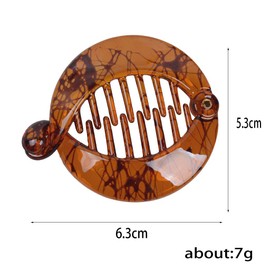 2 PCS French Small Banana Hair Clip Hair Comb Round Ponytail Holder Hair Claw Fashion Hair Barrette Comb Ponytail Holder Accessories (Deep coffee light red)