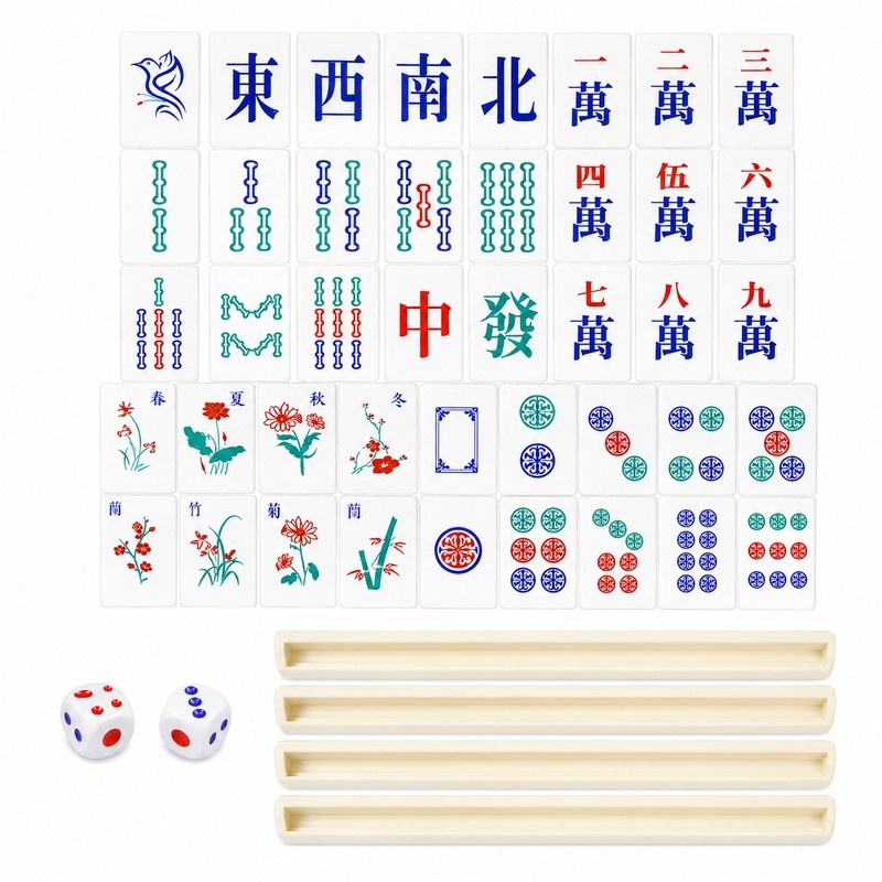 Travel Mahjong Set with Foldable Table for Game Night –