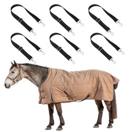 Shinylin 6 Pcs Horse Blanket Leg Straps, Replacement Elastic Straps with Double Swivel Snaps, Adjustable Length 24 to 42 Inches for Horse Blanket