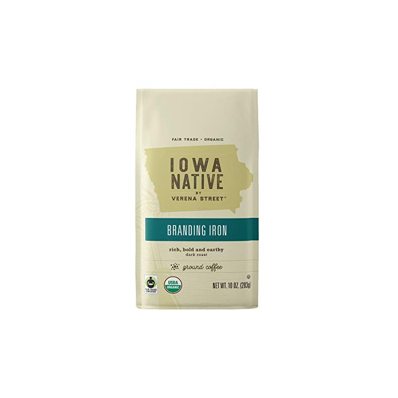Iowa Native Fair Trade Organic 10 Ounce Ground Coffee, Branding