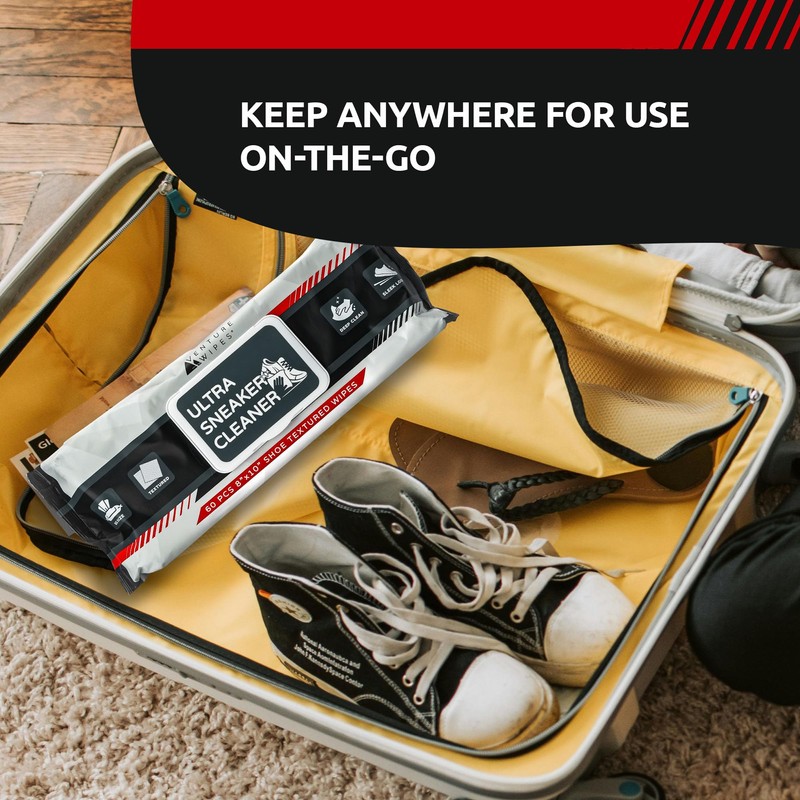 Venture Wipes | 60 Shoe Wipes to Remove Dirt, Grime