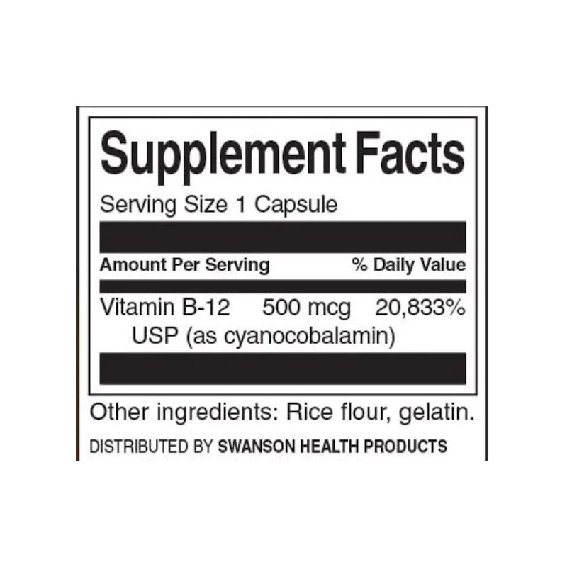 Vitamina B12 500mcg Energia Y Metabolismo 100 Caps Eg Bb11