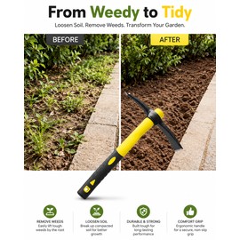Double-Head Garden Pickaxe for Digging and Soil Loosening – Compact Steel Hand Tool with Wood Handle for Garden and Farm Work