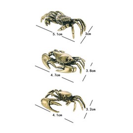 Sewroro Brass Crab Figurine 3pcs Chinese Feng Shui Crab Mini Animal Sculpture Statue Brass Crab Decor for Home Office Car