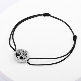 JENDEAR Black Onyx Ankle Bracelet for Women, Natural Gemstone Tree of Life 925 Sterling Silver 18K Gold Plated Rope Anklet Summer Jewelry Gift