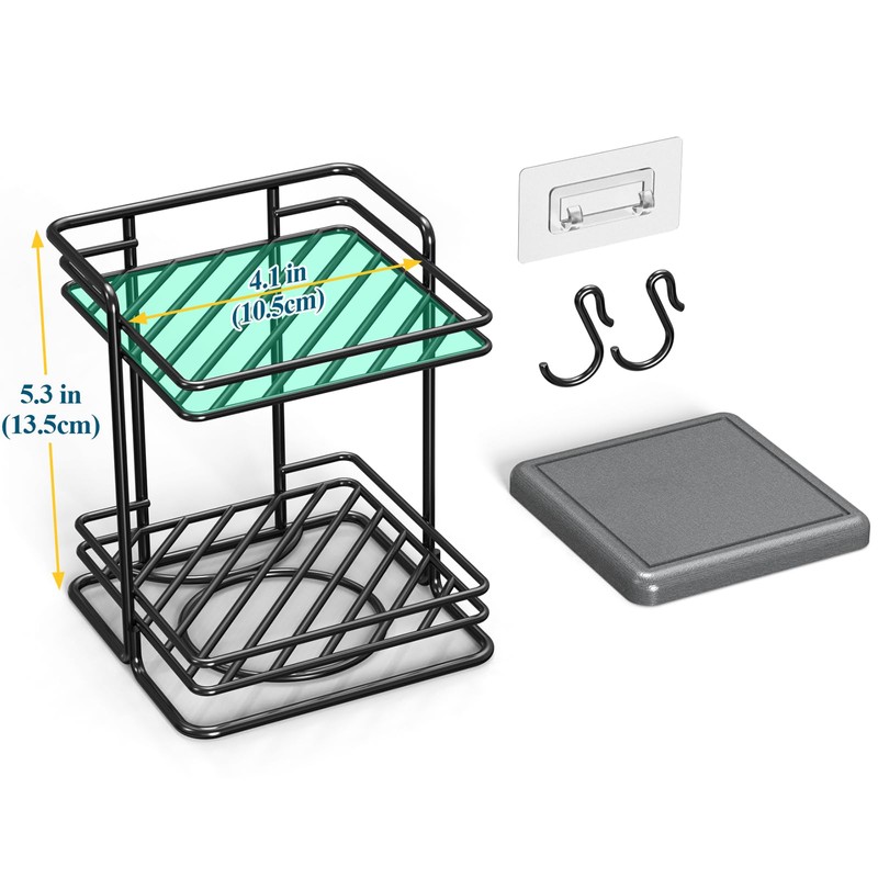 NiHome 2-Tier Soap Holder with Diatomite Mat, Rustproof Metal Shower
