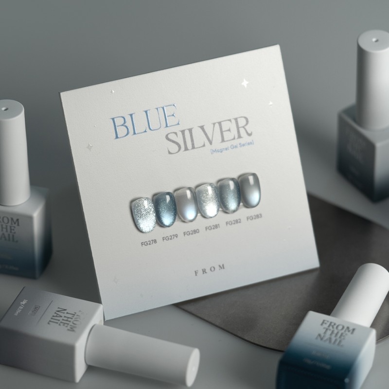 From the Nail Magnetic Gel Blue Silver 6-piece set /