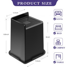 Sunifier Bed Risers 8 inch Heavy Duty, 4 Pack L Shape Furniture Risers 8 inch Support 5000LBs, Table Couch Risers, Oversized Lifts Risers for Dorm Beds Frame, Sofa, Chairs Legs (Black 4-Pack,8 inch)