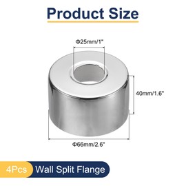 sourcing map 4pcs Shower Arm Flange 66mm/2.6" OD Escutcheon Plate Stainless Steel Round Plumbing Cover Plates for 25mm/1" Dia Water Pipe Faucet Decoration, Silver Tone