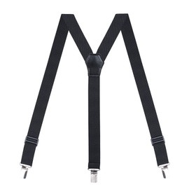 Action Ward Womens Suspenders – Y Back Style – 1" Width - Comfortably Adjustable Elastic Straps and Metal Clips (Black 2)