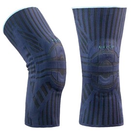 Rodillera con gel de rótula, estabilizadores laterales, rodillera para dolor de rodilla mujeres y hombres, rodillera de punto 3D, soporte de rodilla versión actualizada, baloncesto, entrenamientos, senderismo y fútbol, color azul, grande