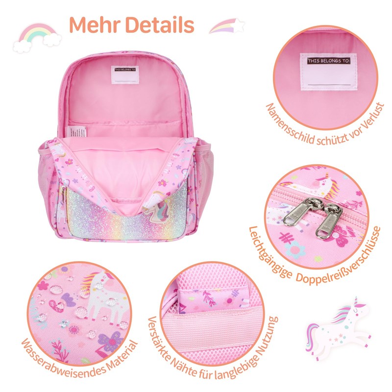 Bagseri Children's Backpack Girls 15L, Lightweight School Backpack for Preschool