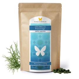 Flugelschwinger Chlorella Press Tablets 250 mg Each without Additives, Gentle Processing at Low Temperatures, Raw Food Quality