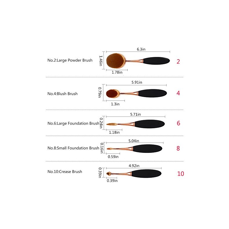 Yoseng Oval Foundation Brush 5 Pcs Toothbrush makeup brushes Fast