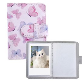 Mini Photo Album 28 Pockets for Mini Film, 2x3 Photo, Kpop Photos Card, Wallet Albums Book for Mini 12 11 40 7+ EVO 90 (Blue Pink Butterfly, 28 Pockets)