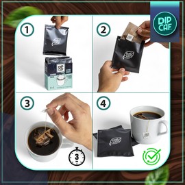 Dipcaf® Drip Coffee, 5 pieces - 50 g, power bag with intense taste, high-quality filter coffee in a practical bag, ideal coffee gift set for coffee lovers