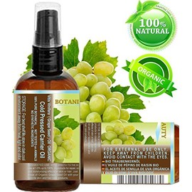 Organic Grape Seed Oil. 100% Pure/Natural/Undiluted/Virgin/Unscented/Certified Organic/Cold Pressed Carrier Oil for Skin, Hair, Massage and Nail Care. 1 Fl. oz- 30 ml Botanical Beauty.