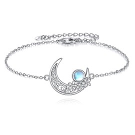 SHEAISRS Moon Bracelet Sterling Silver Moonstone Moon Bracelet Jewelry for Women