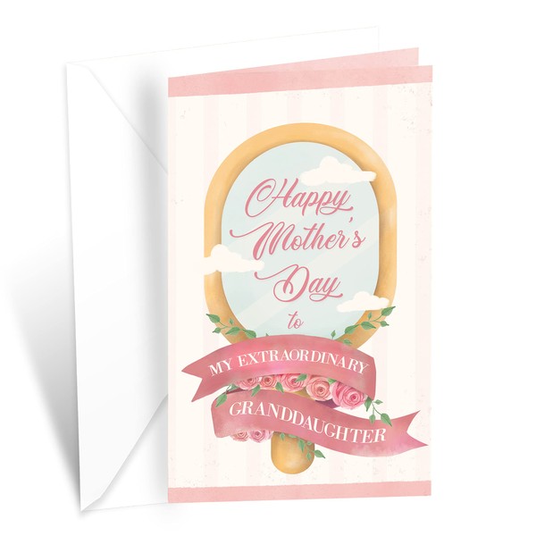 Mother's Day Card For Granddaughter, Prime Greetings, Made in America, Eco-Friendly, Thick Card Stock with Premium Envelope 5in x 7.75in, Packaged in Protective Mailer