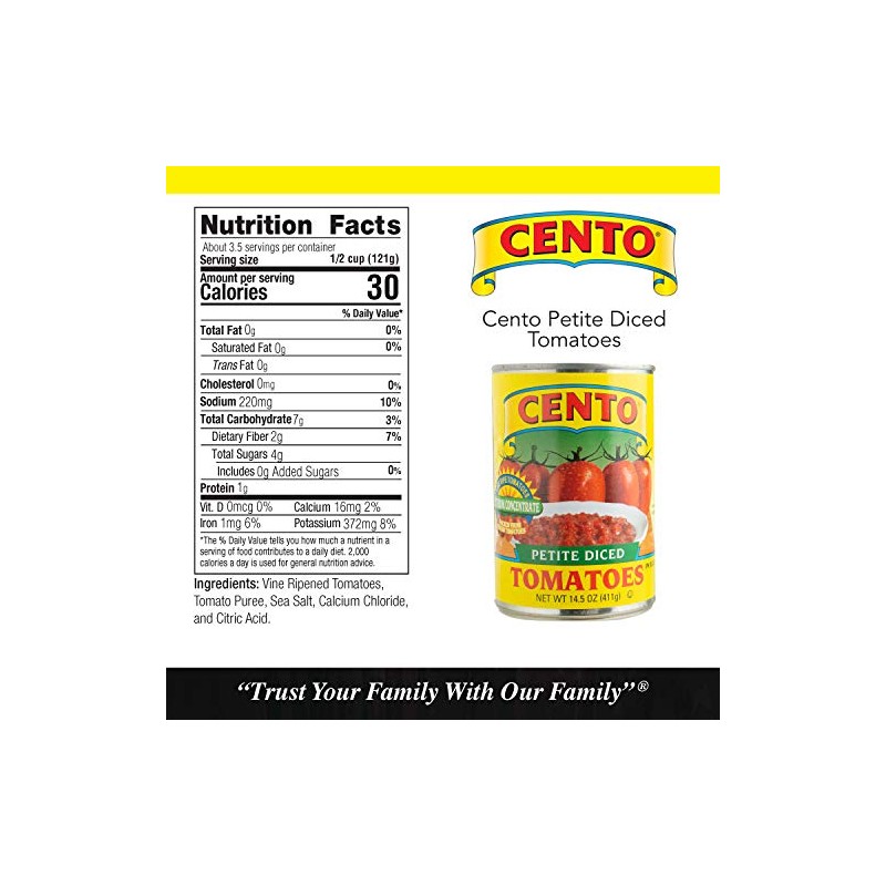 Cento Petite Diced Tomatoes, 14.5 Ounce Cans (Pack of 12)