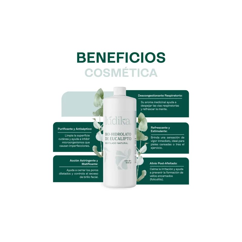 Hidrolato De Eucalipto Puro Refrescante, Astringente 500 Ml