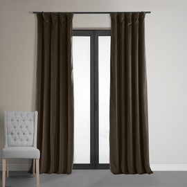 HPD Half Price Drapes Signature Velvet Thermal Blackout Curtains for Living Room 84 Inch Long (1 Panel) Rod Pocket Insulated Blackout Curtains for Bedroom Window Curtains, 50W x 84L, Java