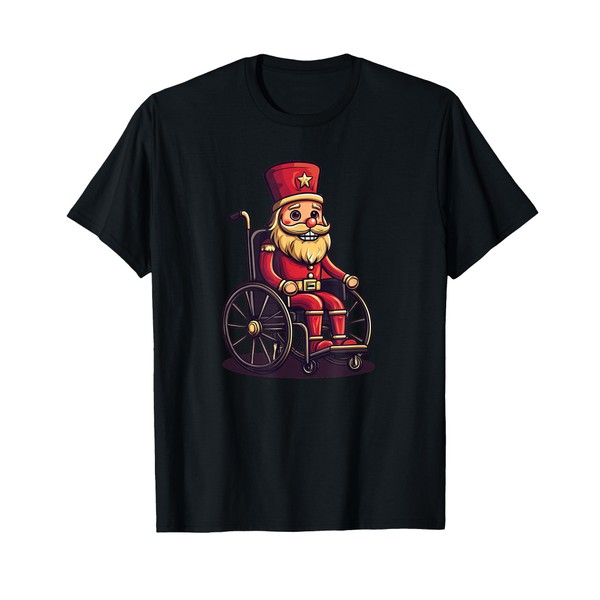 Funny Christmas Wheelchair with Nutcracker Costume T-Shirt