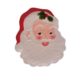 Holiday Kitchen & Bar Decor- Classic Santa Platter, Unique Santa Face Tray, 14.5 Inches Long