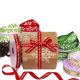 7/8" X 25 Yards Christmas Print Satin Ribbon