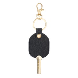 PATIKIL Leather Key Sleeve, Broken Car Key Loop Replacement Auto Key Cover Protector with Clasp for Women Men, Black