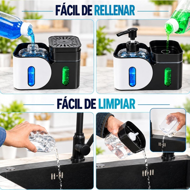 Dispensador de Jabón para Cocina 4 en 1 con Soporte
